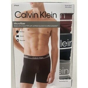 Calvin Klein Microfiber Boxer Briefs 3 Pack Men's XL Red/Black/Gray